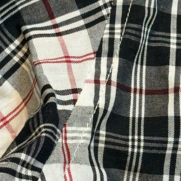 Izod Boy's Casual Plaid Shirt - Black, White, Red - Picture 2 of 6